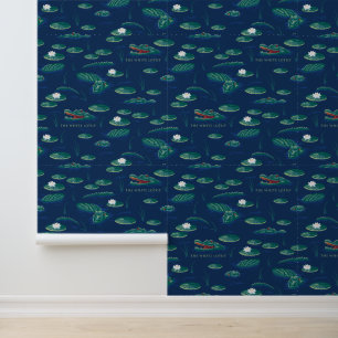 Das Lagoon-Muster des weißen Lotus Alligator Tapete
