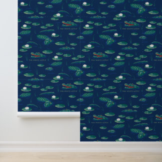 Das Lagoon-Muster des weißen Lotus Alligator Tapete