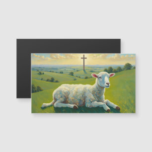 Das Lamm und die Kreuz-Magnetheilige Karte