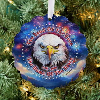 Das Land der Freien Zuhause Brauner Adler Feuerwer Ornament Karte