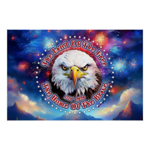 Das Land der Freien Zuhause Brauner Adler Feuerwer Poster