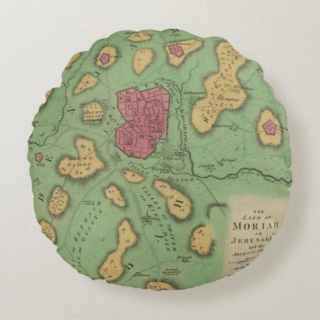 Das Land von Moriah oder von Jerusalem Rundes Kissen (Vorderseite)