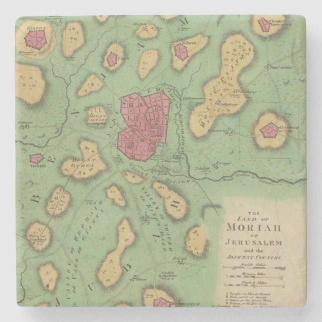 Das Land von Moriah oder von Jerusalem Steinuntersetzer (Vorderseite)