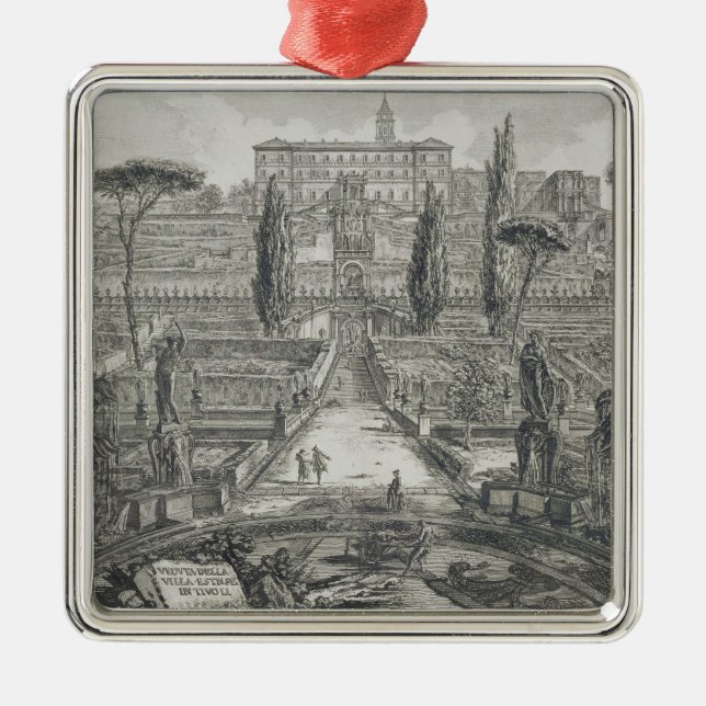 Das Landhaus d'Este bei Tivoli (Stich) Silbernes Ornament (Vorne)