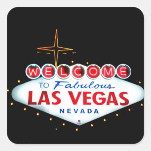 Das Las Vegas-Zeichen - Willkommen nach Quadratischer Aufkleber