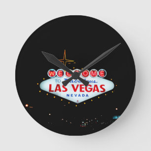 Das Las Vegas-Zeichen - Willkommen nach Runde Wanduhr