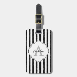 Das lässige gemalte Schwarze Stripes Monogramm und Gepäckanhänger