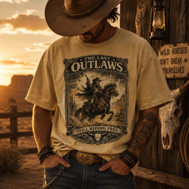 Das Last Outlaws Vintage Western Tee (Von Creator hochgeladen)