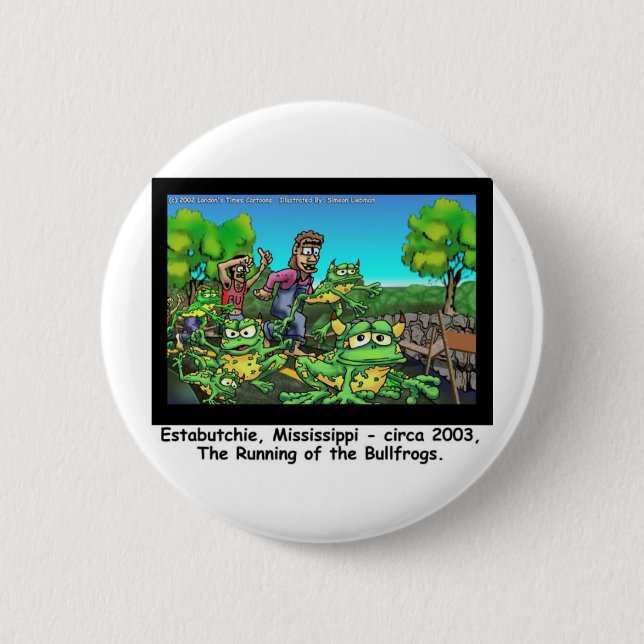 Das Laufen der Bullfrosch-Funny-Geschenke/Sammlers Button (Vorderseite)