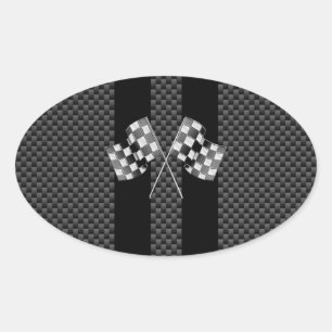 Das Laufen der Flaggen auf Schwarzem Stripes Ovaler Aufkleber