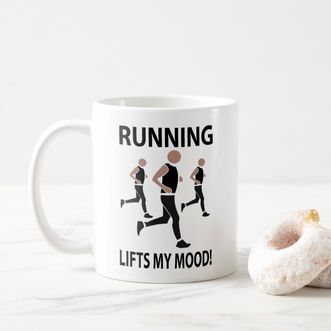 Das Laufen hebt meine Stimmung ab Kaffeetasse (Mit Donut)