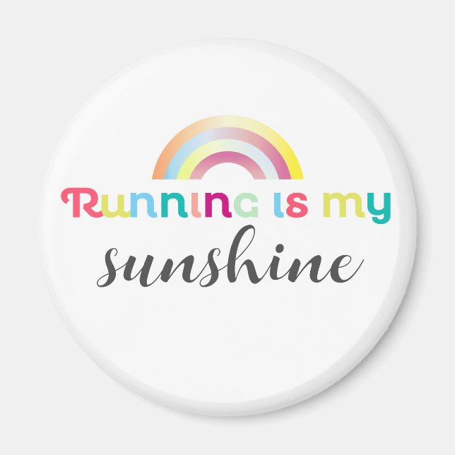 Das Laufen ist mein Sonnenschein farbenfroh Rainbo Magnet (Vorne)