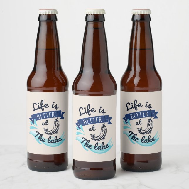 Das Leben am Funny Lake ist besser Bierflaschenetikett (Flaschen)
