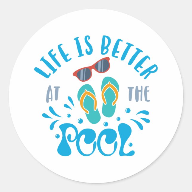 Das Leben am Pool ist schön Sommer-Design Runder Aufkleber (Vorderseite)
