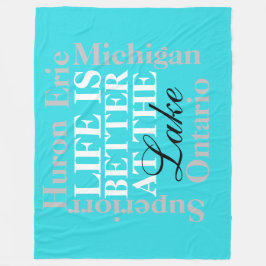 "Das Leben am See ist besser" Vliesenblanket, groß Fleecedecke