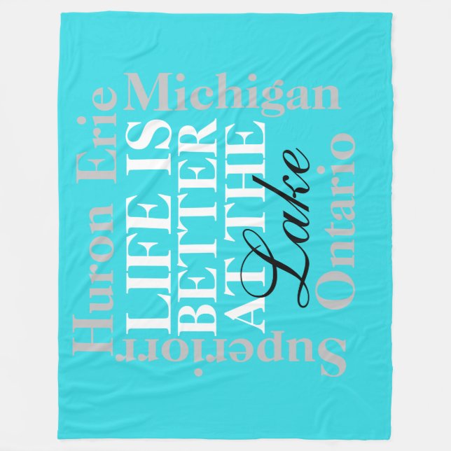 "Das Leben am See ist besser" Vliesenblanket, groß Fleecedecke (Vorderseite)