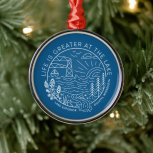 Das Leben am See ist größer - weiß und blau Ornament Aus Metall