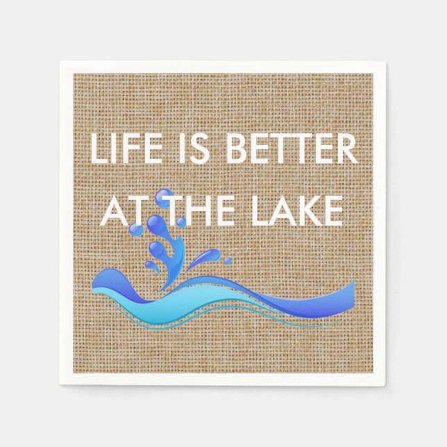 Das Leben am See (weiß) Burlap Napkins ist besser Serviette (Vorderseite)