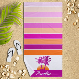 Das Leben am Strand Cool Sonnenuntergang Rosa und Strandtuch