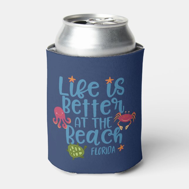 Das Leben am Strand Florida Souvenir ist besser Dosenkühler (Kanne Vorderseite)