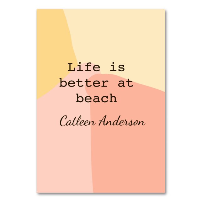 Das Leben am Strand gelb orange boho rustikal Tischnummer (Vorderseite)