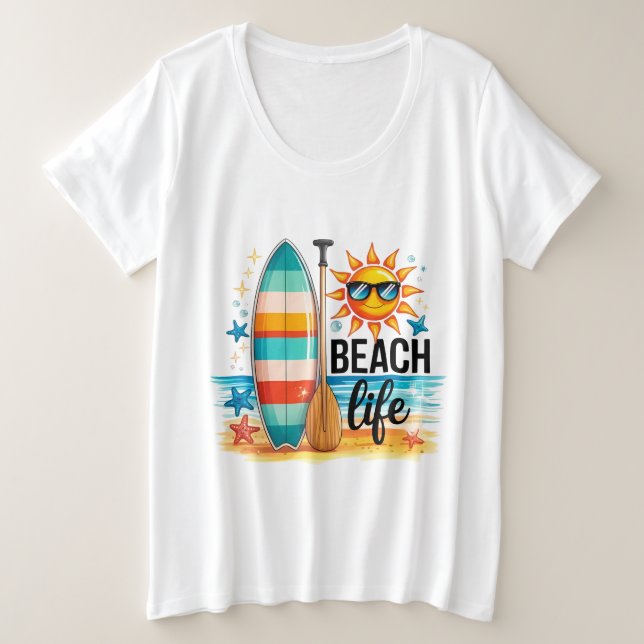 Das Leben am Strand  Große Größe T-Shirt (Design vorne)