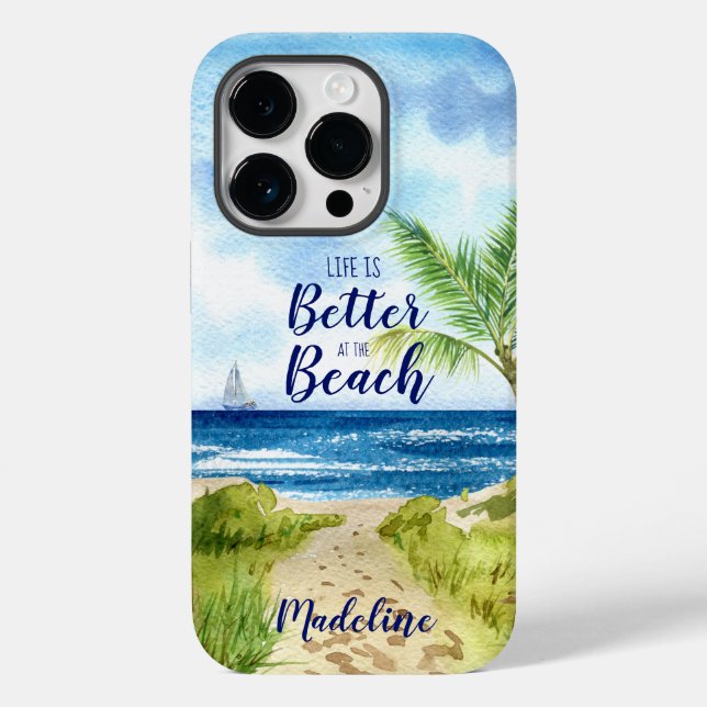 Das Leben am Strand ist besser Case-Mate iPhone 14 Pro Hülle (Rückseite)