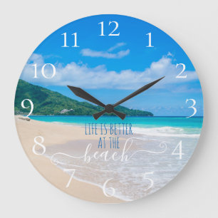 Das Leben am Strand ist besser  Große Wanduhr