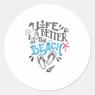 Das Leben am Strand ist besser Runder Aufkleber