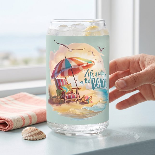 Das Leben am Strand ist schöner Dosenglas (Life Is Better on the Beach Coastal Aesthetic Can Glass)