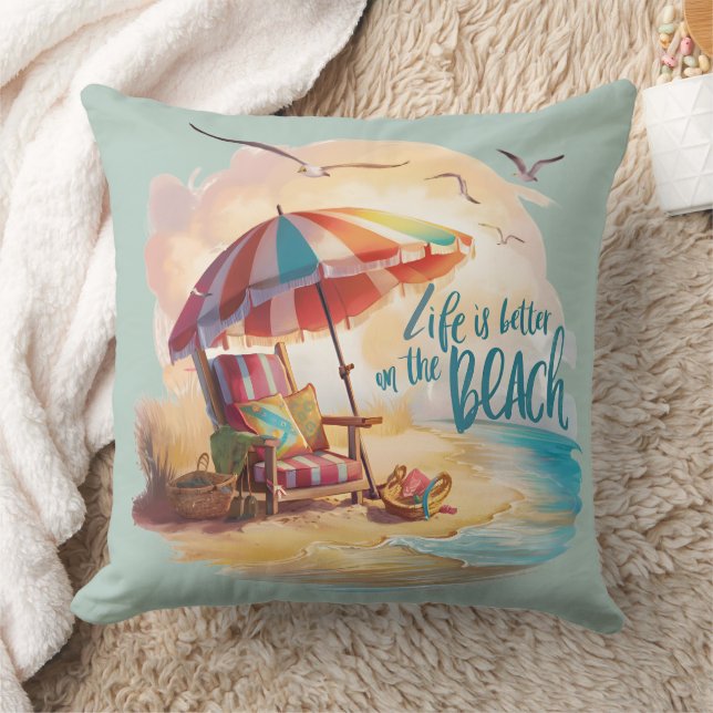 Das Leben am Strand ist schöner Kissen (Decke)