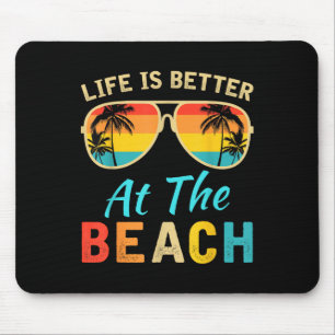 Das Leben am Strand Retro Palmen Bäume im Sommer i Mousepad