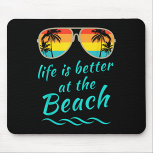 Das Leben am Strand Retro Palmen Bäume im Sommer i Mousepad