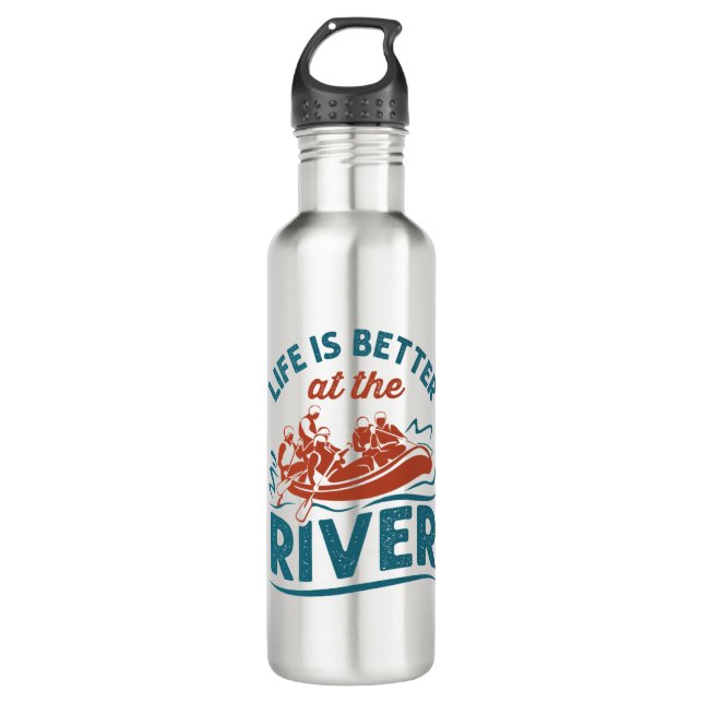 Das Leben am weißen Wasser am Fluss ist besser Edelstahlflasche (Vorderseite)