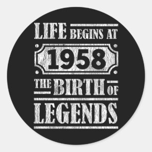Das Leben beginnt 1958 die Geburt der Legende 63.  Runder Aufkleber