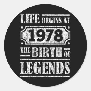 Das Leben beginnt 1978 mit der Geburt der Legende  Runder Aufkleber