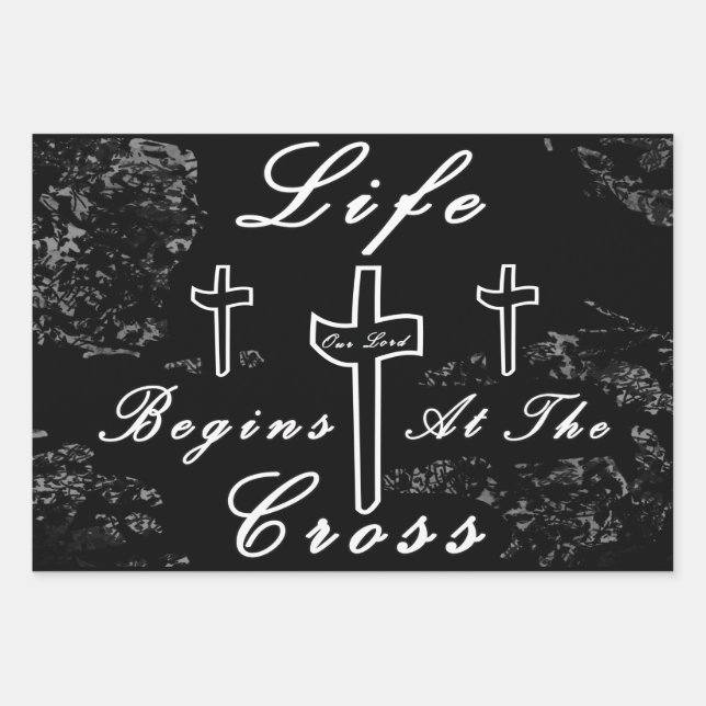 Das Leben beginnt am Kreuz Geschenkpapier Set (Vorderseite)