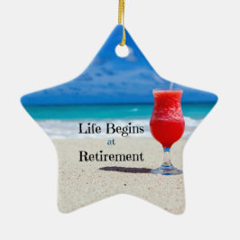 Das Leben beginnt bei der Pension, ein frostiges G Keramikornament