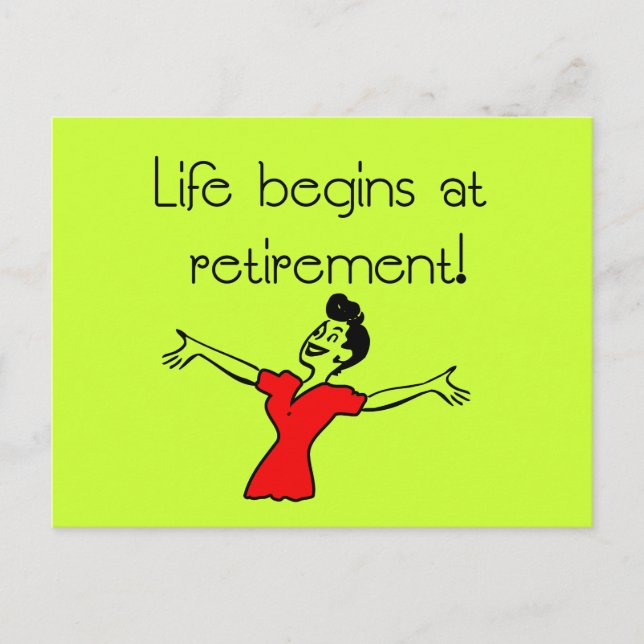 Das Leben beginnt bei der Pension! Fun Geschenke Postkarte (Vorderseite)