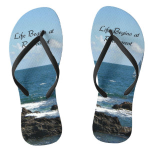 Das Leben beginnt bei der Ruhestand, segeln Sie de Flip Flops