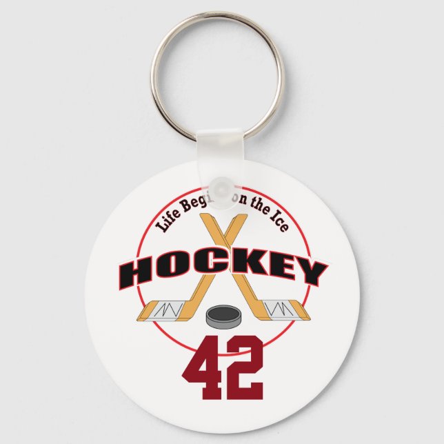 Das Leben beginnt Hockey und Nummer Schlüsselanhänger (Vorderseite)