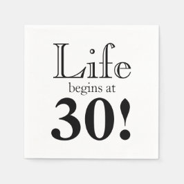 Das Leben beginnt mit 30 schwarzen Retro-Grafik-Sc Serviette