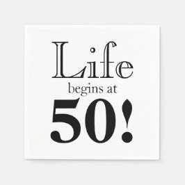 Das Leben beginnt mit 50 coolen Retro-Zeichen Serviette