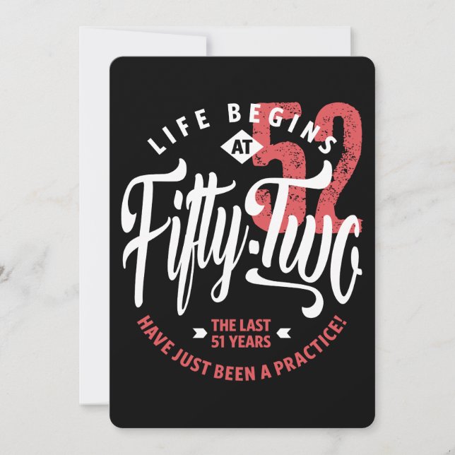 Das Leben beginnt mit 52 | 52. Geburtstag Karte (Vorderseite)