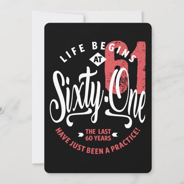 Das Leben beginnt mit 61 | 61. Geburtstag Einladung (Vorderseite)