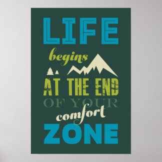 Das Leben beginnt mit inspirierendem Zitat-Typogra Poster