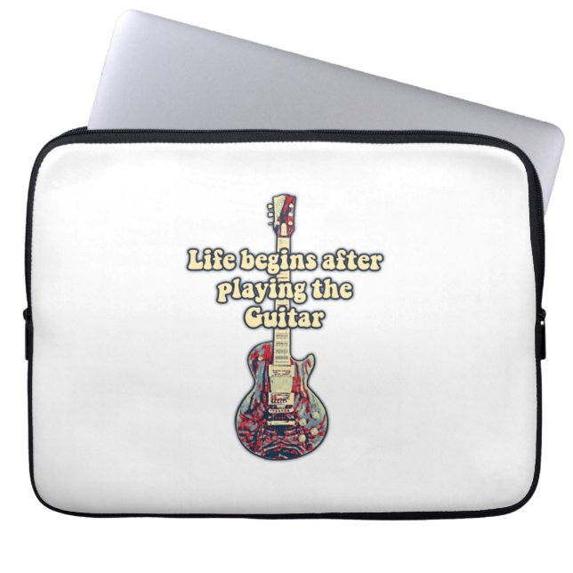Das Leben beginnt nach dem Gitarrenspielen. Retro- Laptopschutzhülle (Vorderseite)