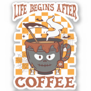 Das Leben beginnt nach dem Kaffee Aufkleber