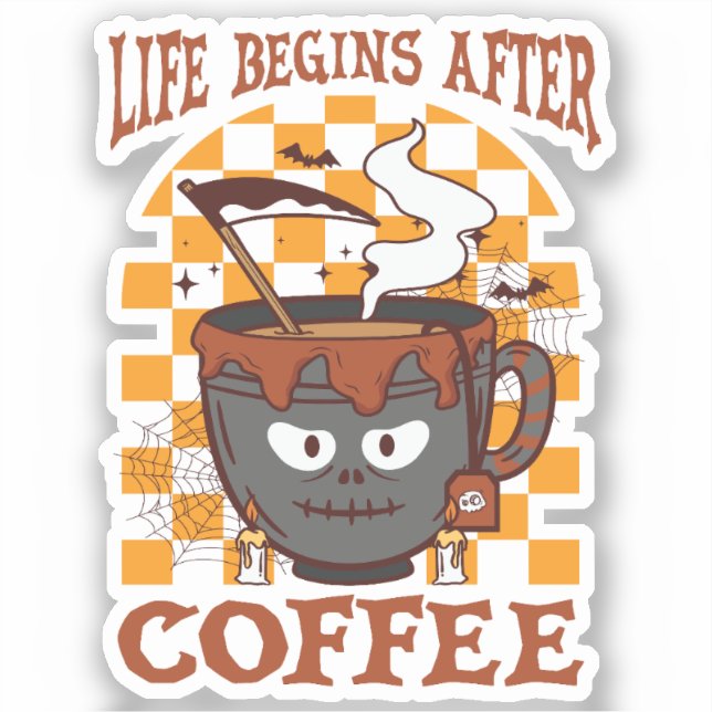 Das Leben beginnt nach dem Kaffee Aufkleber (Vorderseite)