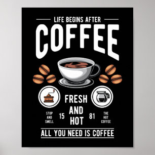 Das Leben beginnt nach dem Kaffee Barista Zitat Poster